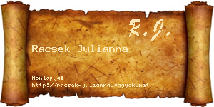 Racsek Julianna névjegykártya